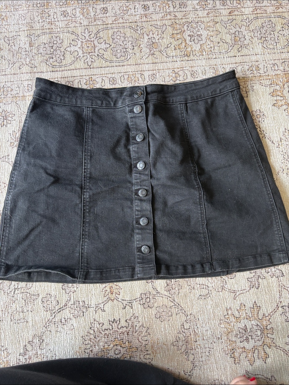 Mudd Black Button-Front A-Line Mini Skirt